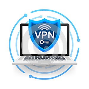 Secure VPN connection concept. Virtual private network connectivity overview. Vector stock illustration