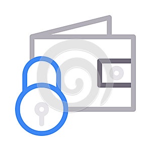Secure wallet thin color line vector icon
