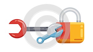 Secure Wrench Tool Icon Vector Illustration, Maintenance Security, vector design Generative AI