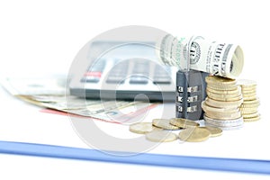 Secure your savings concept with cipher lock and money photo