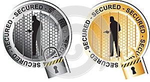 Secured Armed Man Sign photo