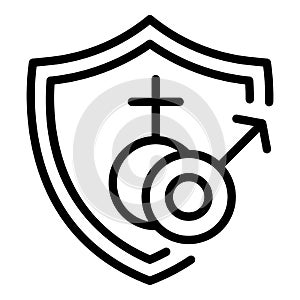 Secured birth control icon outline vector. Female pill