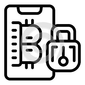 Secured bitcoin currency icon outline vector