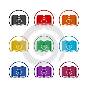 Secured book icon, color set