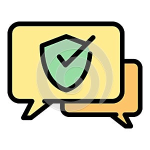 Secured chat icon vector flat