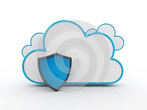 Secured Cloud Computing Concept. 3d render