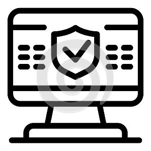 Secured computer icon, outline style