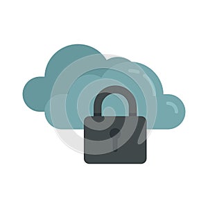 Secured data cloud icon flat isolated vector
