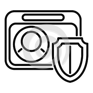 Secured data shield icon outline vector. Company business