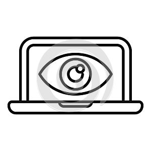 Secured guard eye laptop icon outline vector. Stop theft