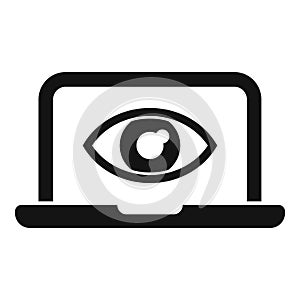 Secured guard eye laptop icon simple vector. Stop theft