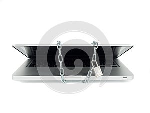 Secured laptop with chain and lock