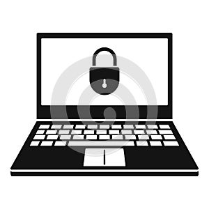 Secured laptop icon, simple style