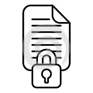 Secured locked document icon outline vector. Illegal protection