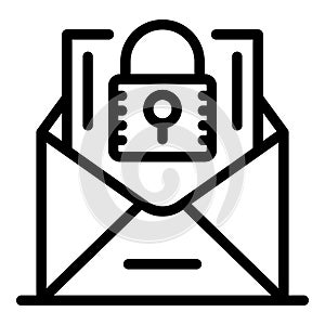 Secured mail icon, outline style