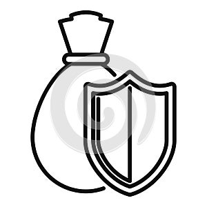 Secured money bag icon outline vector. Access software