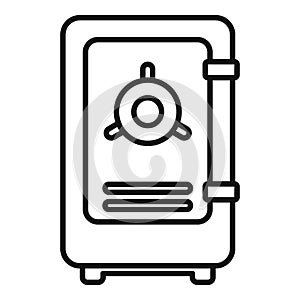 Secured money box icon outline vector. Metal insurance bank