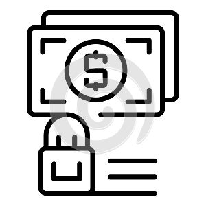 Secured money icon outline vector. Cash payment