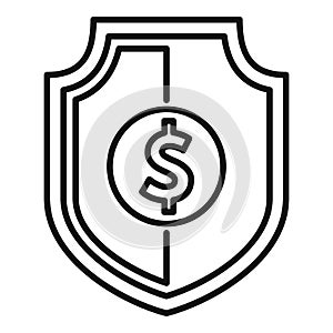 Secured money shield icon outline vector. Stop theft