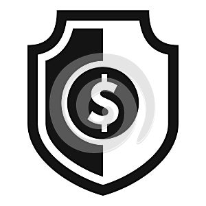 Secured money shield icon simple vector. Stop theft