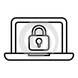 Secured online laptop icon outline vector. Message internet