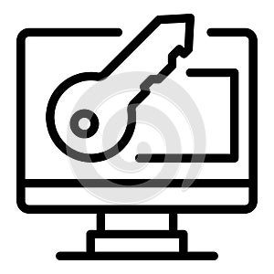 Secured pc remote control icon, outline style