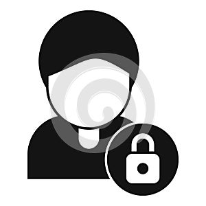 Secured person identity icon simple vector. Stop theft