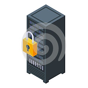 Secured server icon isometric vector. Vpn network