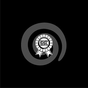Secured SSL certificate icon isolated on dark background