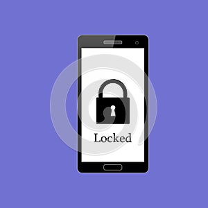 Securely locked smartphone vector illustration