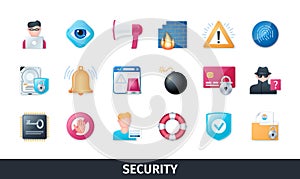 Security 3d vector icon set