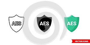 Security AES icon of 3 types color, black and white, outline. Isolated vector sign symbol