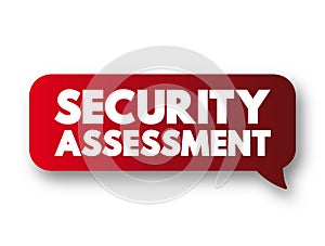 Security Assessment - explicit study to locate IT security vulnerabilities and risks, text concept message bubble
