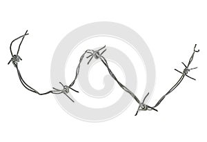 Security barbed wire fence isolated on white background