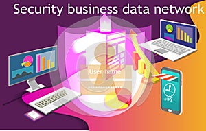 Security big data technology business information isometric design