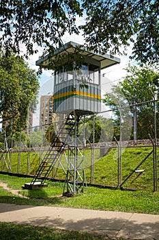 Security Booth with Steps to Watch over Passers-by