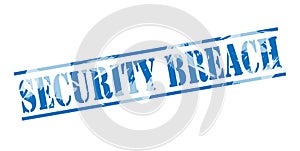 Security breach blue stamp