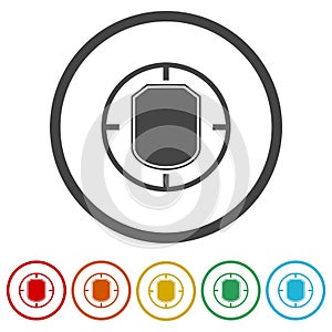 Security breach icon. Set icons in color circle buttons