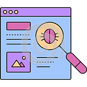 Security bug search vector computer software icon