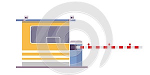 Security cabin and gate,isolated on white background