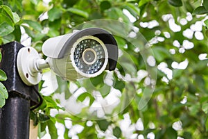 Security camera CCTV outdoor in the garden.