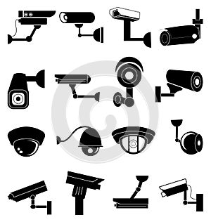 Security camera icons set