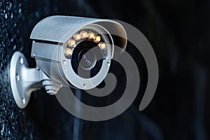 Security camera with infrared lights in the dark