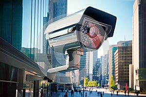 Security camera on modern building. Professional surveillance cameras. Security system, technology