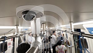 Security camera monitoring attach on ceiling subway