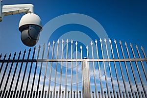 Security Camera Monitors the Entrance to a Gate of a Private Property