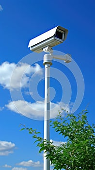 A security camera on a pole. AI