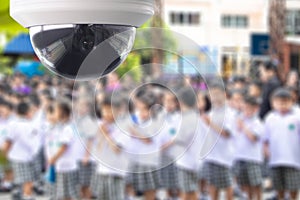 Security camera for prevent terrorism, crime, kidnap and bully for students in school.CCTV surveillance security camera transmit a