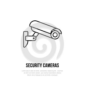 Security camera vector flat icon, safety system logo. Flat sign for video monitored zone