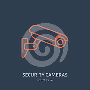 Security camera vector flat icon, safety system logo. Flat sign for video monitored zone